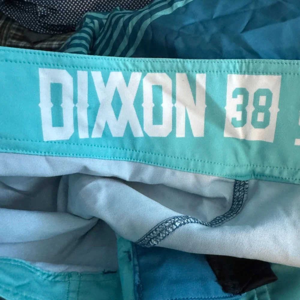 Dixxon Board Shorts Mens 38 Blue Teal Striped Swim Trunks Bathing Suit Beach